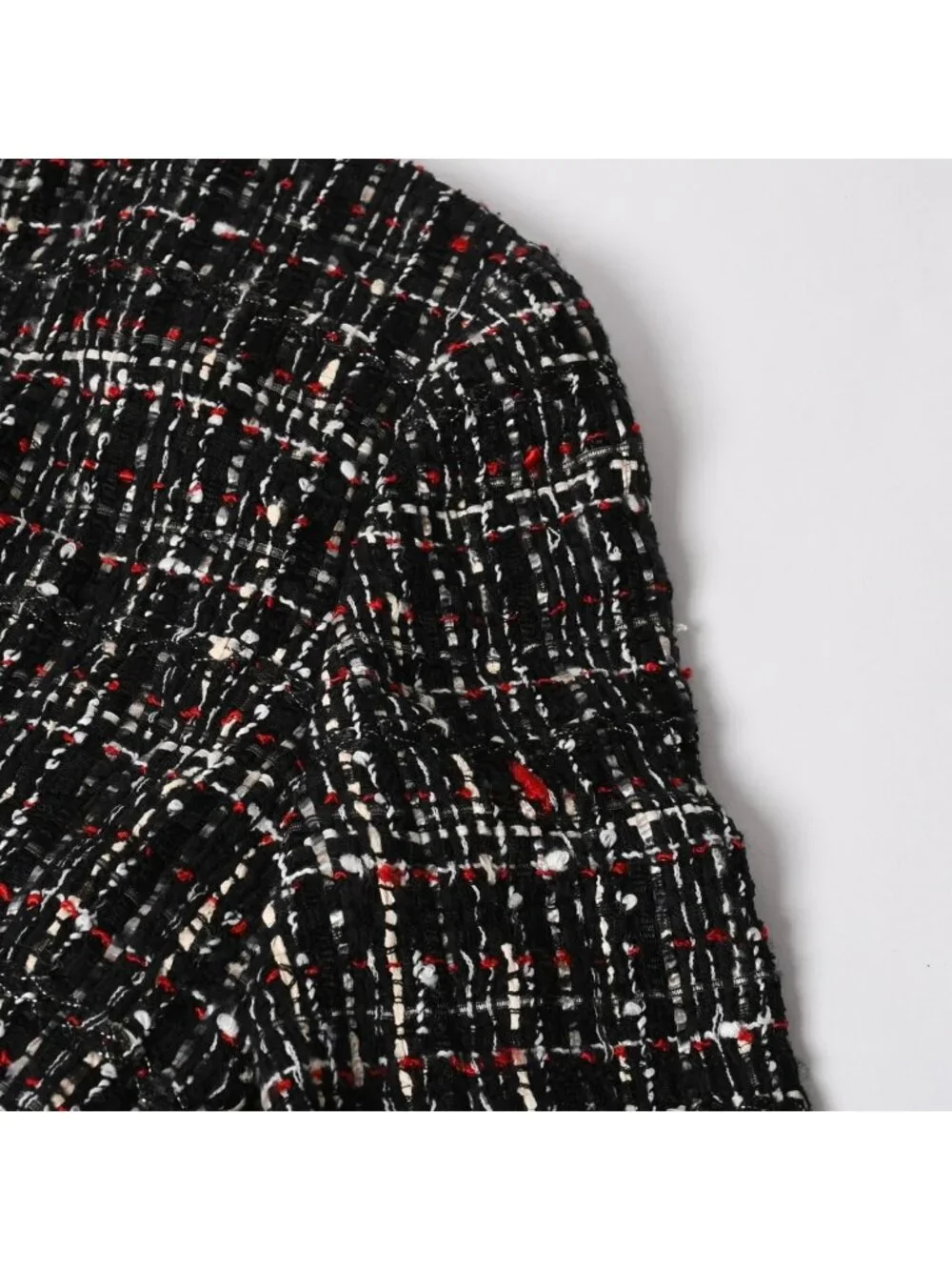 Chanel Tweed Jacket CC Logo Black Red White